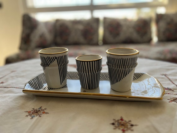 モロッコのコーヒーと紅茶のセット、手作りの陶器と本物の金 - Etsy 日本