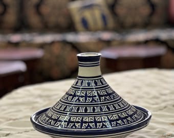 Blue Tajine of Fes, Moroccan Ceramic Artistry