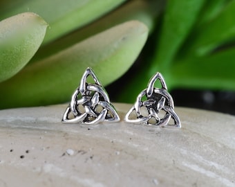 Sterling  Silver  925  Celtic  Triangle  Ear  Stud  Earrings  With  Sterling  Silver  Butterfly  Backs