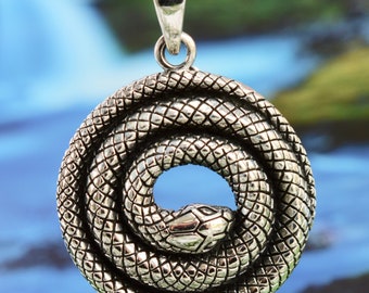 Sterling  Silver  925  Curled  Up  Snake  Serpent  Pendant  In  Gift  Box