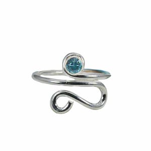 Sterling  Silver  925  Topaz  Adjustable  Toe  Ring