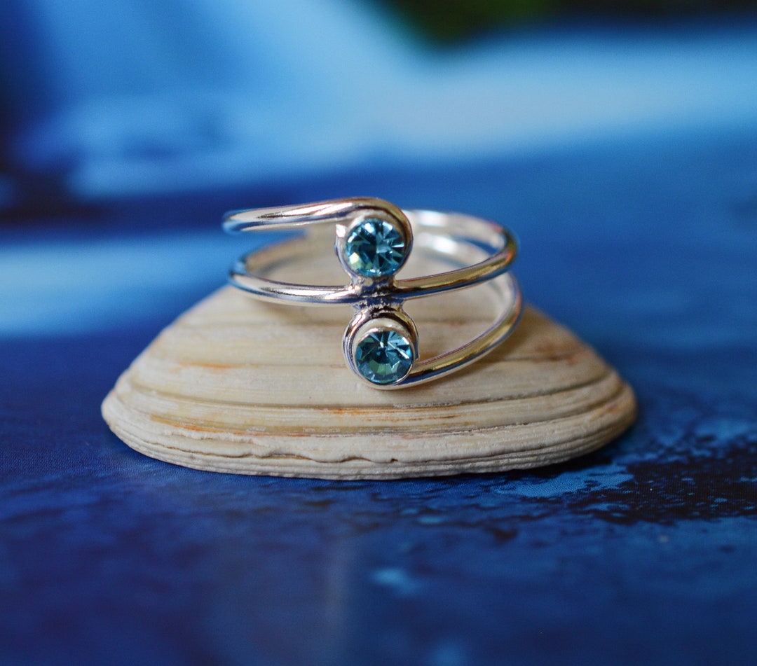 Sterling Silver 925 Topaz Double Stone Adjustable Toe Ring - Etsy UK