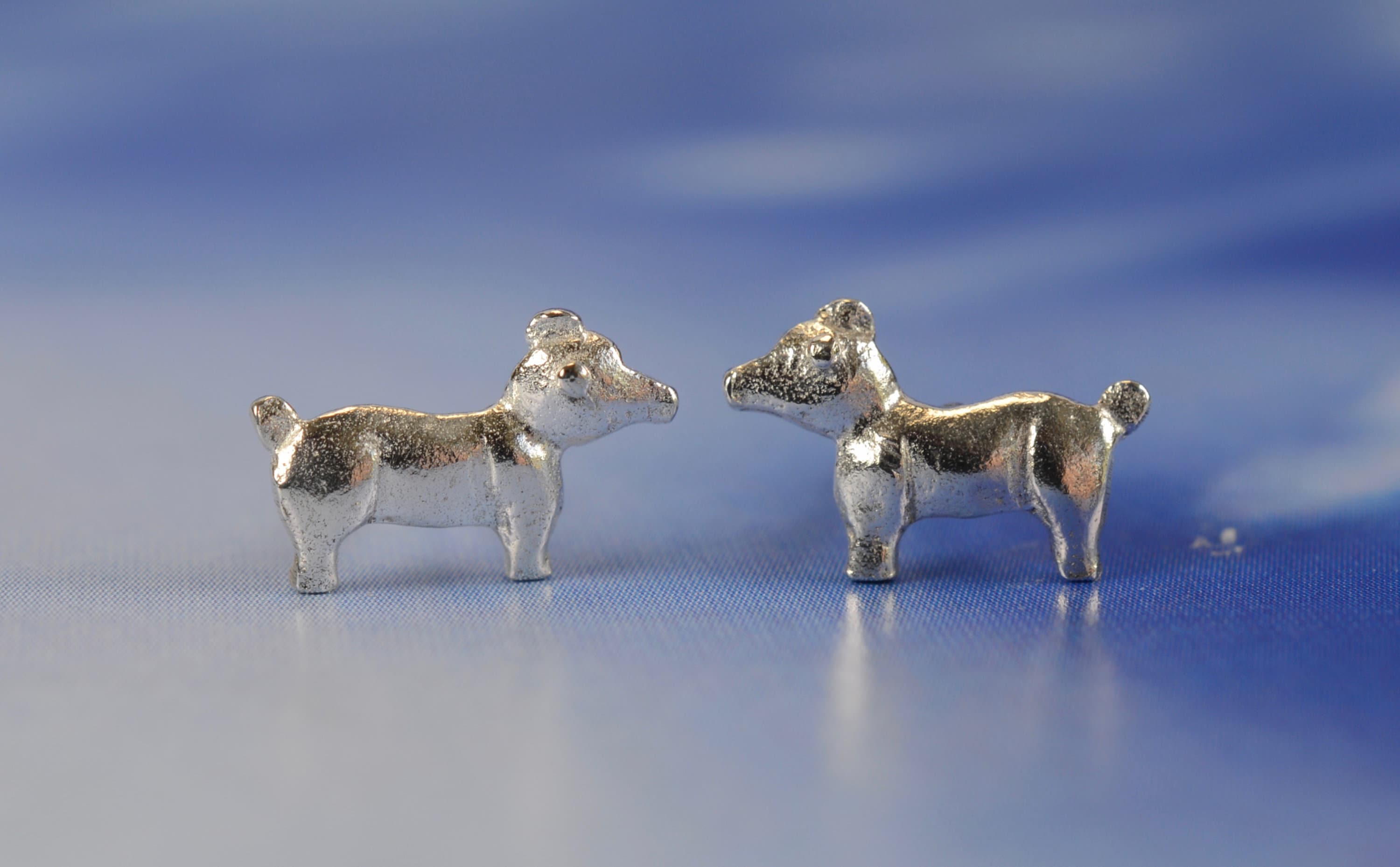 Sterling  Silver  925  Dachshund  Ear  Stud  Earrings  With  Sterling  Silver  Butterfly  Backs
