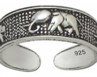 Sterling  Silver  925  Elephants  Adjustable  Toe  Ring