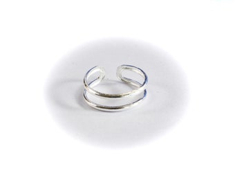 Sterling  Silver  925  Adjustable  Twin  Band  Toe  Ring