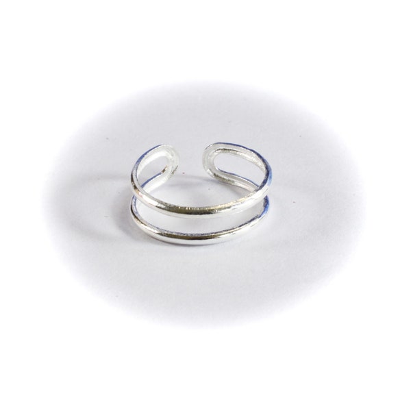 Sterling  Silver  925  Adjustable  Twin  Band  Toe  Ring