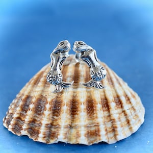 Sterling  Silver  925  Mermaid  Ear  Stud  Earrings  With  Sterling  Silver  925  Butterfly  Backs  With  Gift  Box