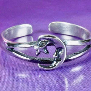Sterling  Silver  925  Moon  And  Star  Adjustable  Toe  Ring