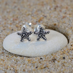 Pair  Of  Sterling  Silver  925  Starfish  Ear  Stud  Earrings  With  Sterling  Silver  925  Butterfly  Backs