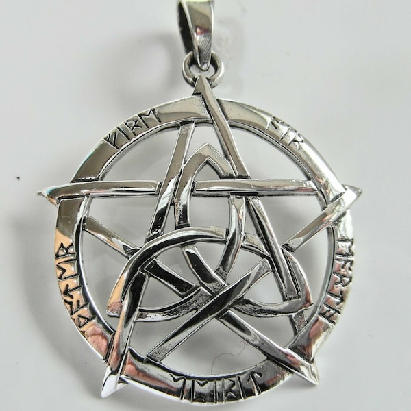 Sterling  Silver  925  Pentagram  In  Celtic  Triangle  Pendant  In  Gift  Box