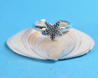 Sterling  Silver  925  Adjustable  Starfish  Toe  Ring