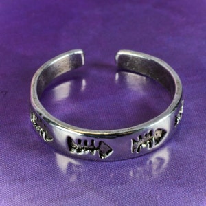 Sterling  Silver  925  Adjustable  Fish  Skeleton  Toe  Ring