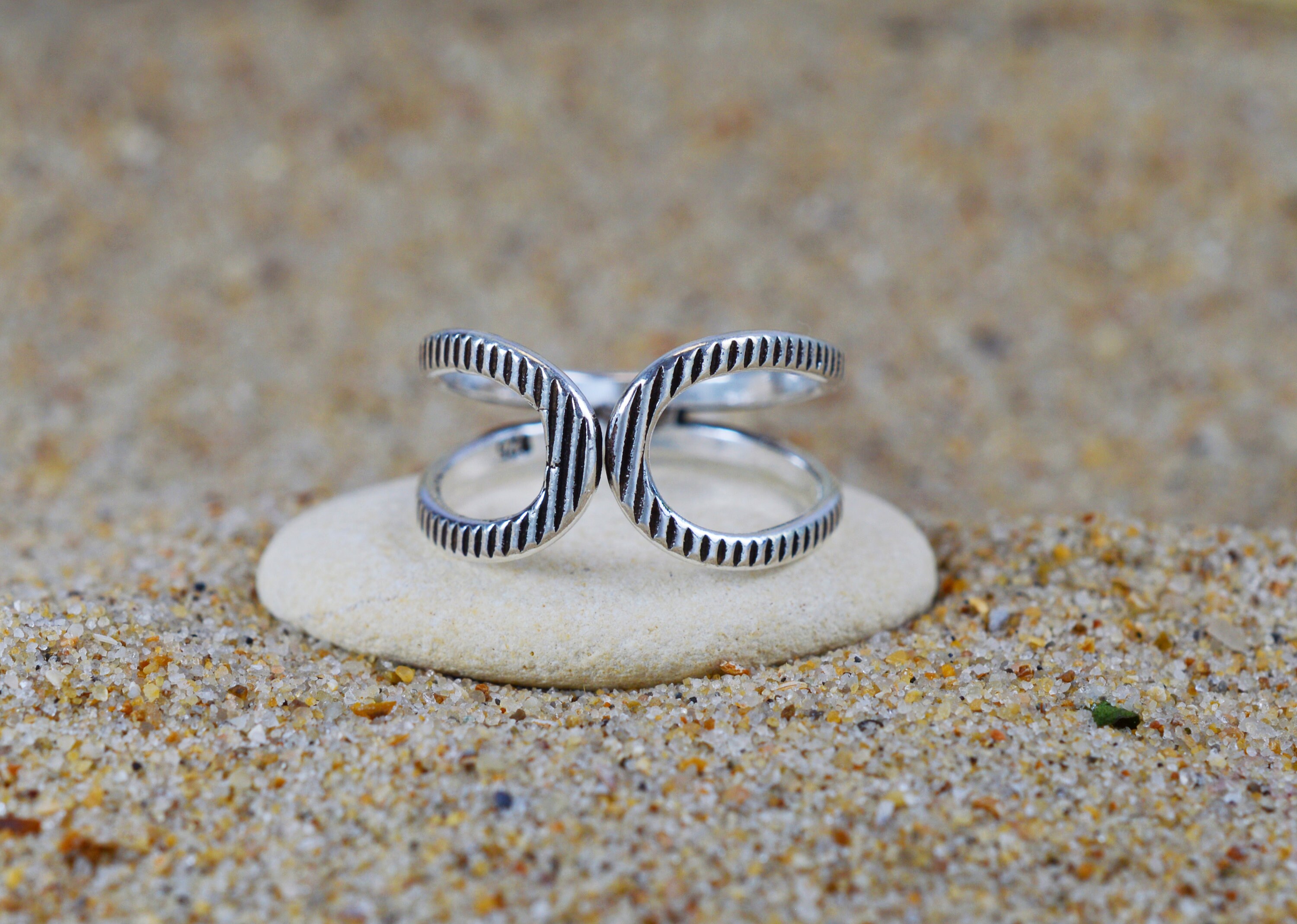Sterling  Silver  925  Bowed  Adjustable  Toe  Ring