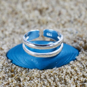 Sterlingzilver 925 verstelbare teenring met dubbele band