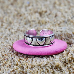 Sterling Silber 925 Einstellbar Ring Der Herzen Zehenring