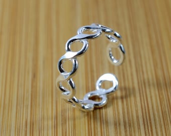 Sterling  Silver  925  Circles  Adjustable  Toe  Ring