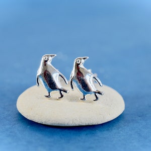Sterling  Silver  925  Penguin  Ear  Stud  Earrings  With  Sterling  Silver  925  Butterfly  Backs  In  Gift  Box