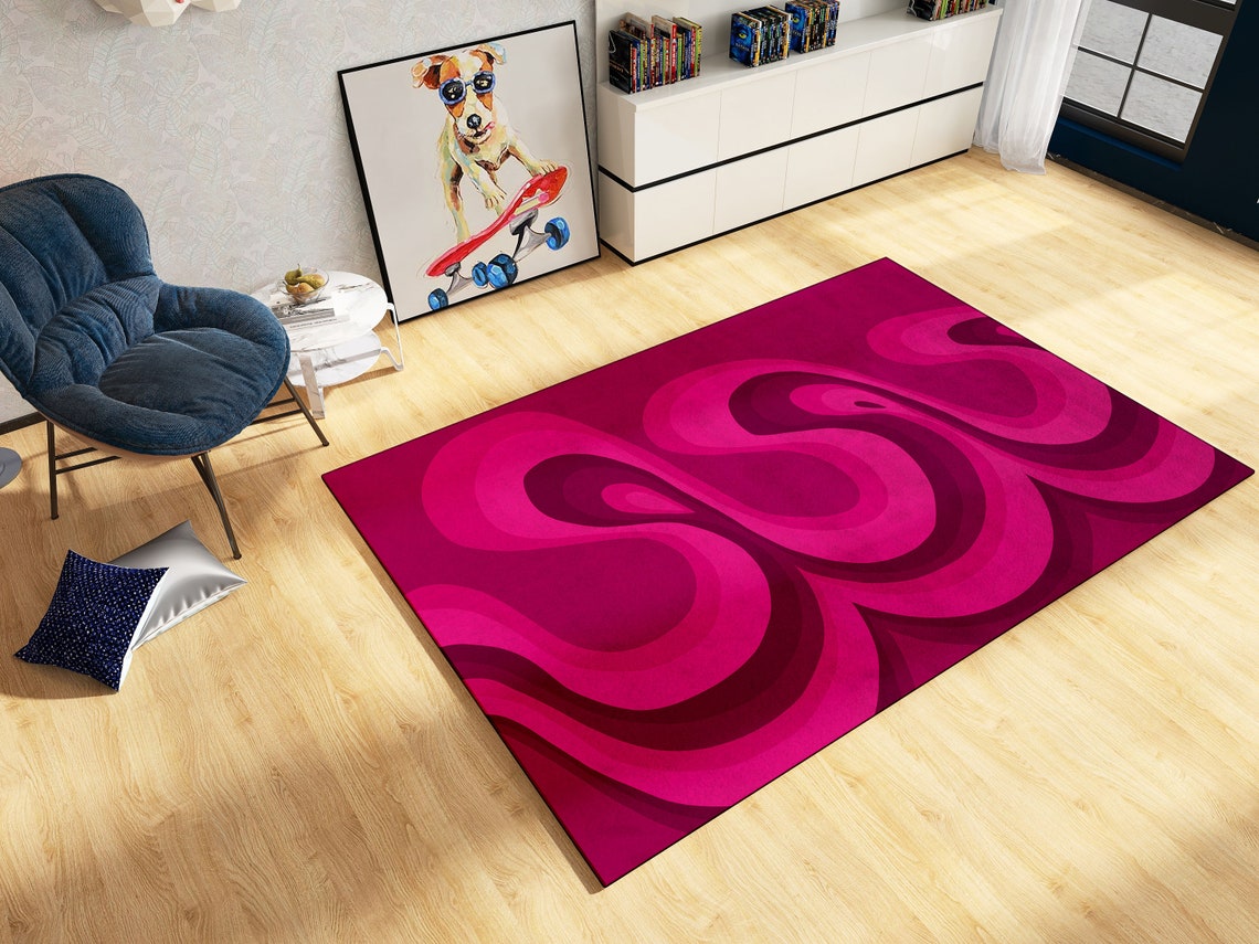 Trippy Rug Custom Rug Retro Area Rug 70s Rug Cool Rugs Etsy