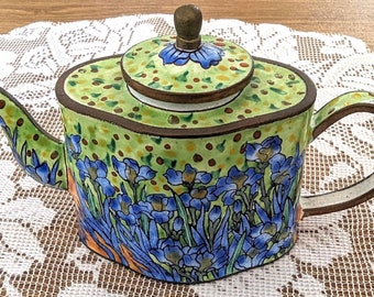 Trade+Aid Enamelled Teapot - Irises