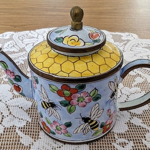 Trade+Aid enamelled metal miniature teapot