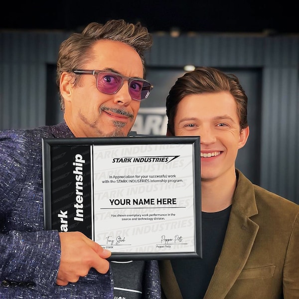 Custom Stark Internship Certificate Stark Industries Spiderman Certificate Just A4 size Digital Download Frame is not included.