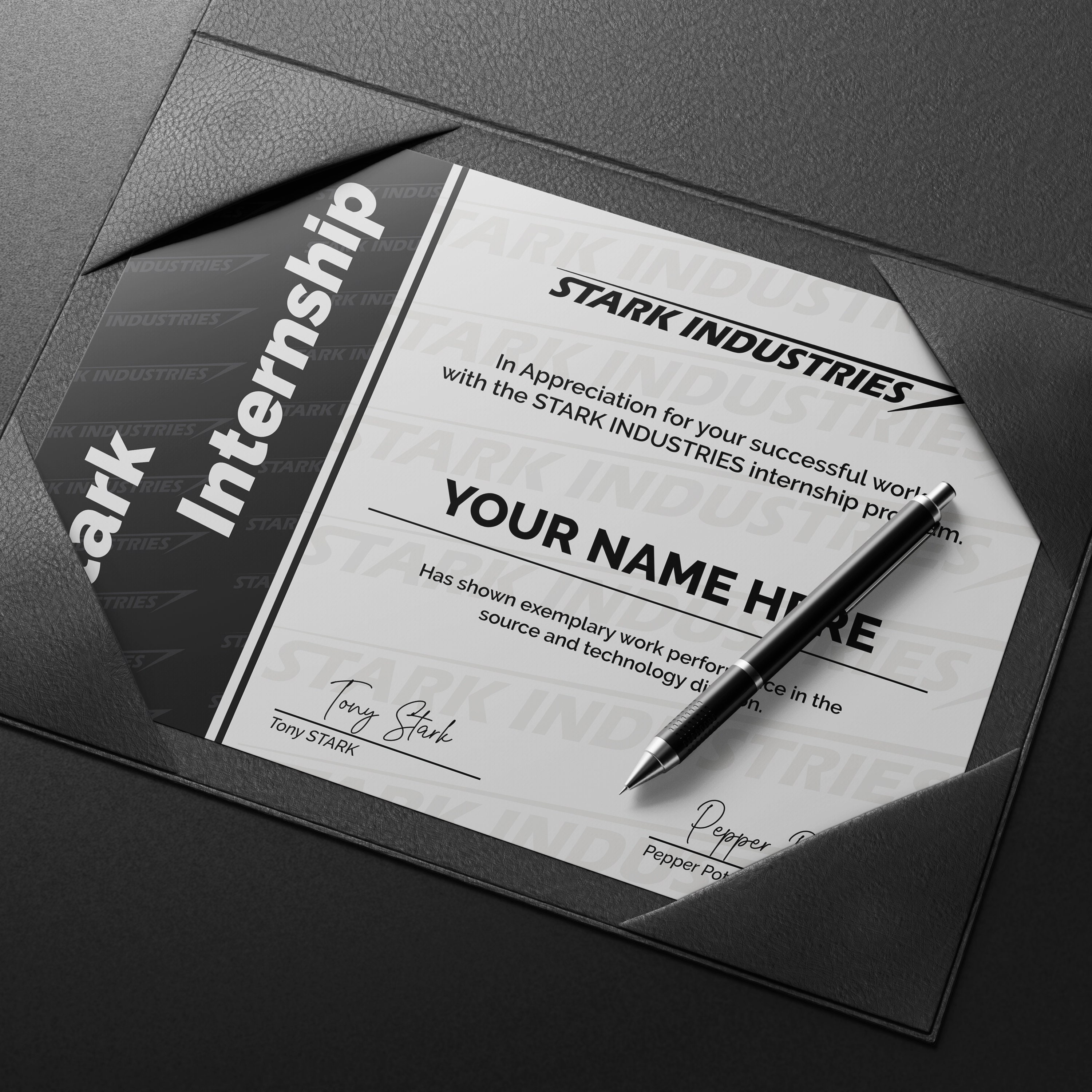 Custom Personalized Stark Industries Internship Certificate - The