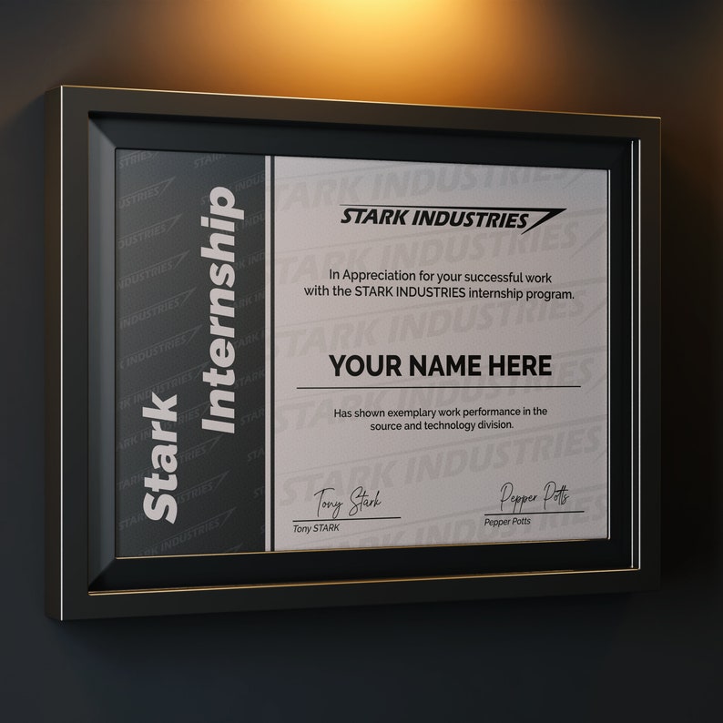 Custom Stark Internship Certificate Stark Industries Spiderman Etsy Custom Stark Internship Certificate Stark Industries Spiderman Etsy