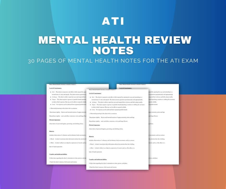ATI Mental Health Review Notes - Etsy