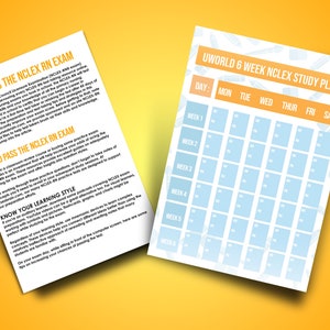 Uworld 6 week blank NCLEX study calendar with tips