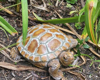Realistic CONCRETE Turtle Garden Statue Sculpture!  Handcast and hand-painted by Artist in the USA! Gorgeous!