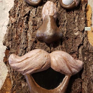 4 Piece Hand painted, Hand Crafted Concrete Outdoor Tree Faces. Made In America!