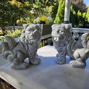 Okinawa Shisa concrete Foo Dog Foo Lion Statues (Two): Hand-Painted  Handcrafted Asian Decor Concrete Pair