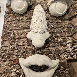 TREE FACE concrete outdoor! 4 Piece Unpainted or Painted - you choose! Hand Crafted Concrete Outdoor Tree Faces. Santa items not included!