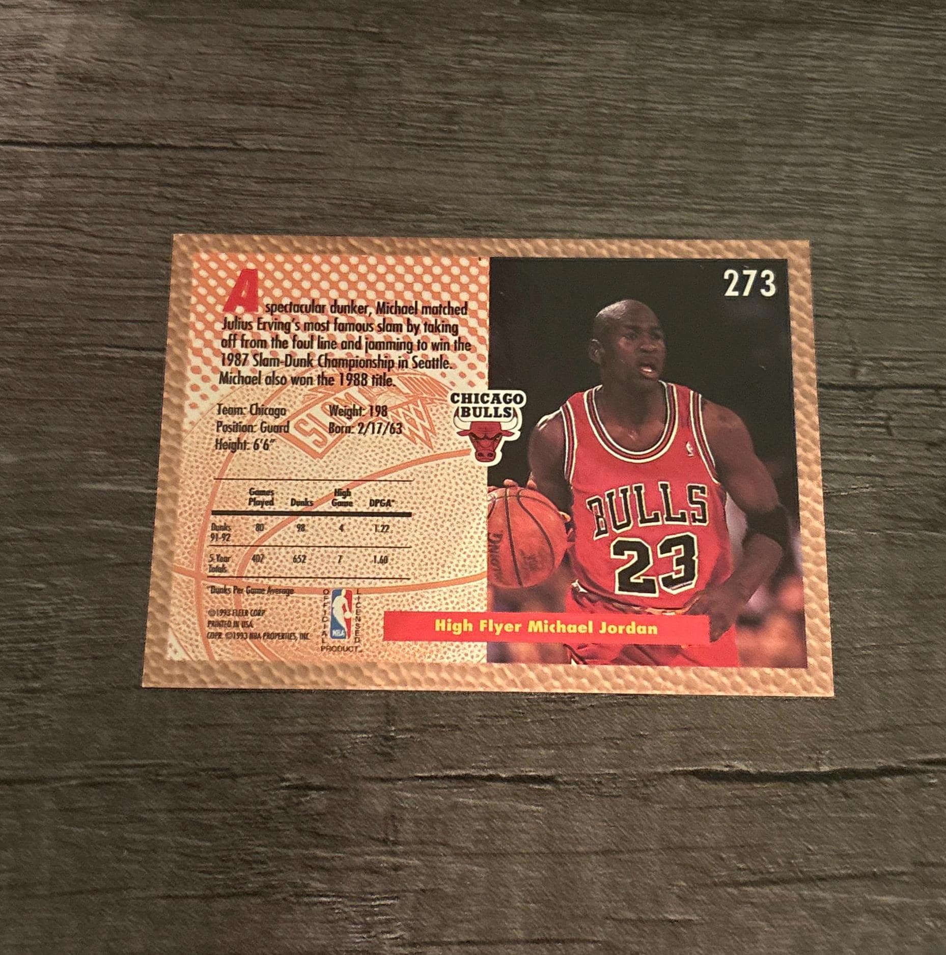 Michael Jordan - 1992 Fleer Slam Dunk (HOF) Hall of Fame - Chicago