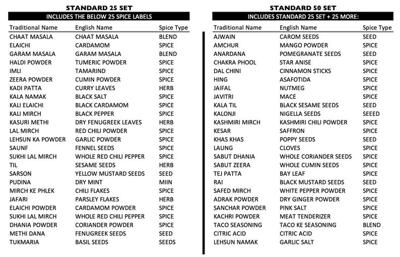 Masala Spice Labels Indian Spice Labels Pakistani Spice Labels Modern