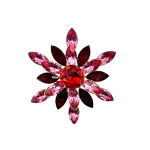 Vintage Pink & Red Rhinestone Brooch