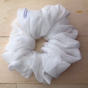 White Scrunchie, White Sheer Scrunchie, Scrunchy, white scrunchie, hair scrunchy, Big Hair, XXL oversized scrunchie, Chiffon Scrunchie