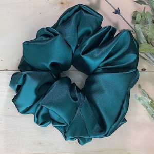 Forest Green scrunchie, Green Satin Scrunchy, Silky scrunchie, hair scrunchy, Gift for Her, Hair Accessory, XXL oversized scrunchie