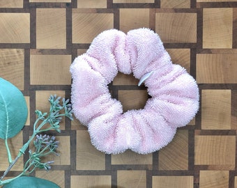 Pink Terry Cloth Scrunchie, Terry Cloth Scrunchie, light pink Scrunchie, Scrunchy, cotton scrunchie, hair tie, pink cotton scrunchie