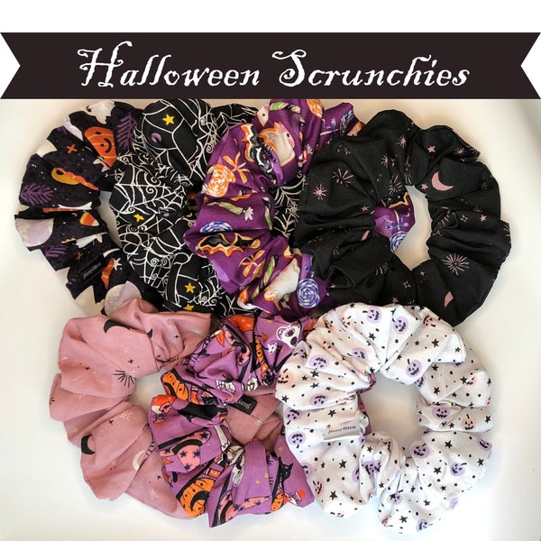 Halloween Scrunchie, Halloween hair tie, Moon Scrunchie, Pumpkin Scrunchie, Ghost Scrunchie, Halloween, hair tie, hair scrunchy, scrunchie