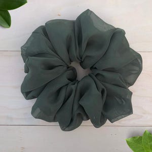 Olive Chiffon Scrunchie, Olive scrunchie, Chiffon scrunchie, scrunchies, hair tie, big hair, gift, XXL oversized scrunchie gift for her