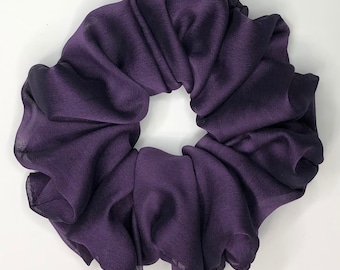 Dark Purple Chiffon Scrunchie, Purple Scrunchie, Sheer Scrunchy, Chiffon scrunchie, hair tie, hair scrunchy, chiffon, Eggplant Scrunchie