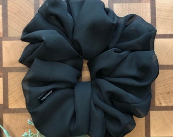 Black Chiffon Scrunchie, Black Scrunchie, Sheer Scrunchy, Chiffon scrunchie, hair tie, hair scrunchy, chiffon, scrunchie, Gift for Her