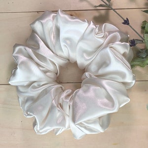 Ivory Scrunchie, Satin Scrunchy, Silky scrunchie, hair tie, hair scrunchy, Gift for Her, Hair Accessory, XXL oversized scrunchie