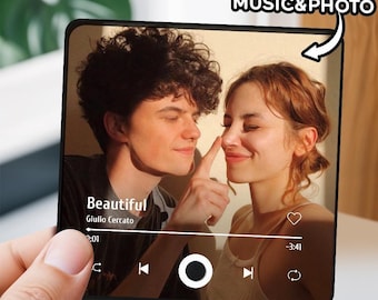 Personalized fridge magnet music album - plays custom song, Photo album cover Unique gift for couples, music lovers and home decor accessory