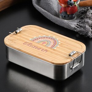 Boîte à lunch personnalisée pour enfants Boîte à lunch personnalisée en acier inoxydable avec nom Cadeau de rentrée scolaire pour enfants