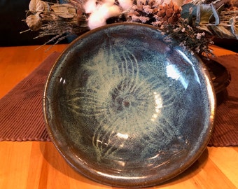 Multipurpose Bowl turquoise with carved flower