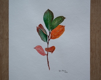 Autumn Leaves Watercolor Painting: 8x10 Botanical Art