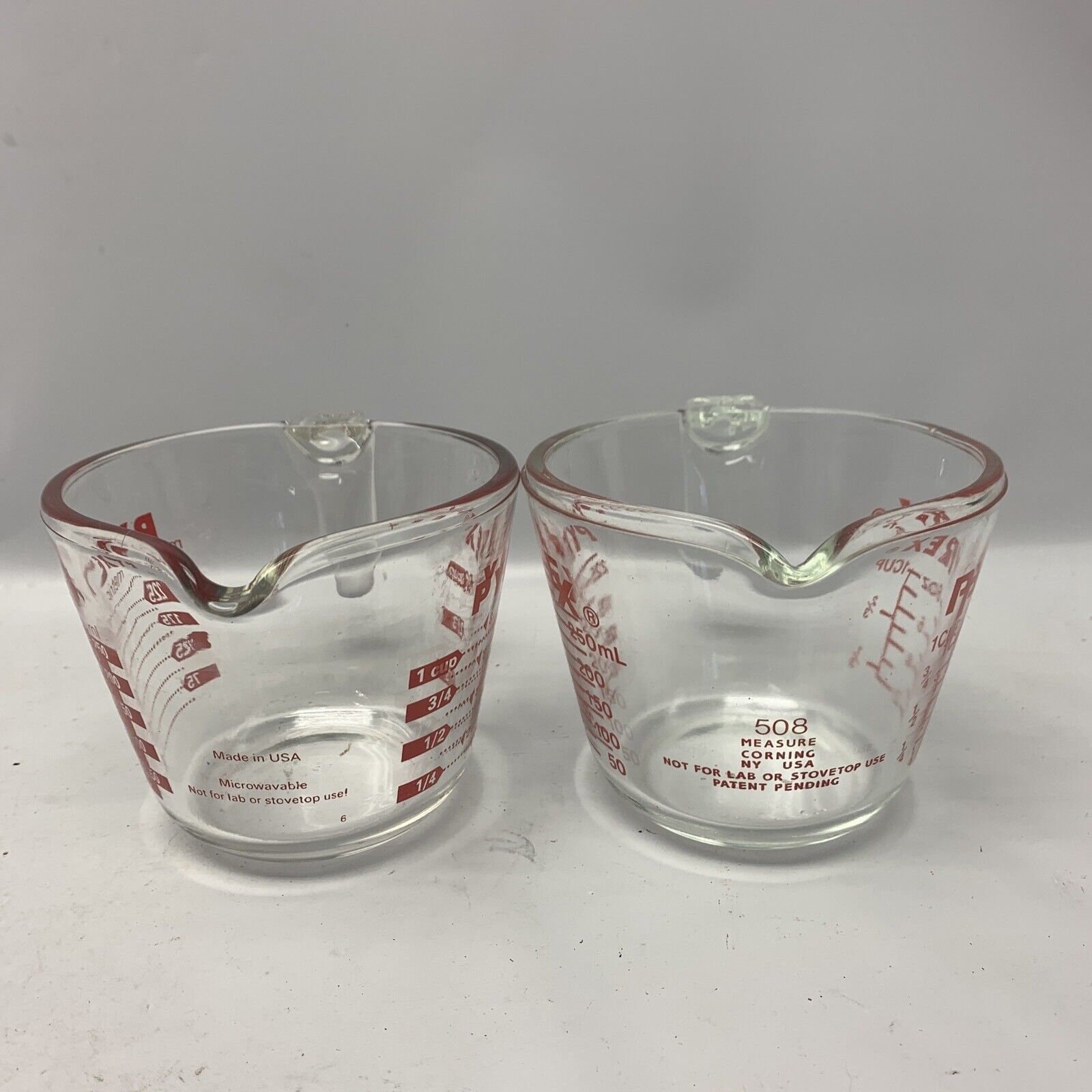 Anchor Hocking Glass Measuring Bowl 1 Cup 8 oz 250ml Red Anchor Logo Open  Handle