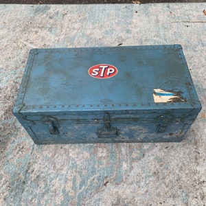 Vintage Military FOOT LOCKER Trunk chest flat top storage wood box wwii  black